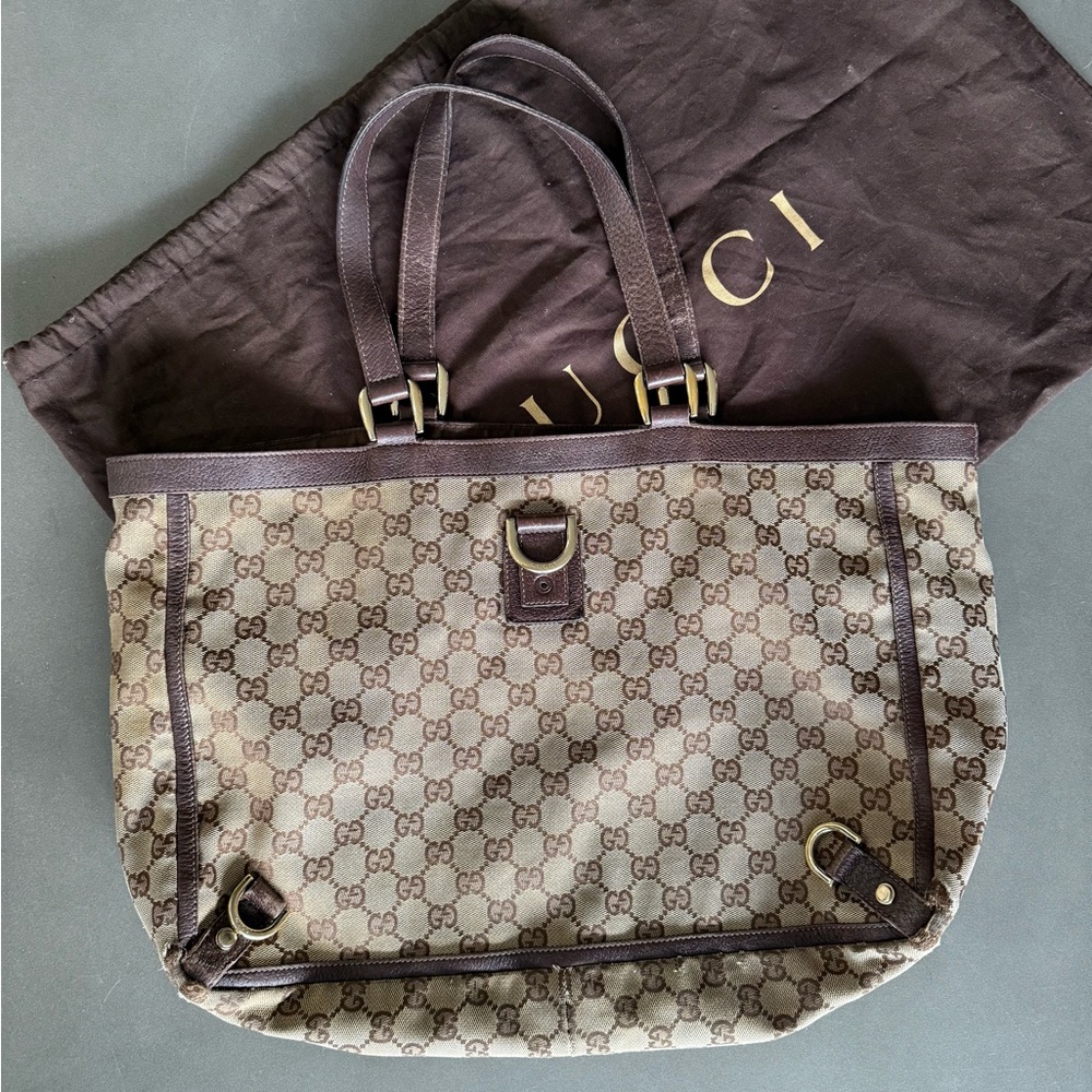 Gucci Beige and Brown GG Canvas Tote